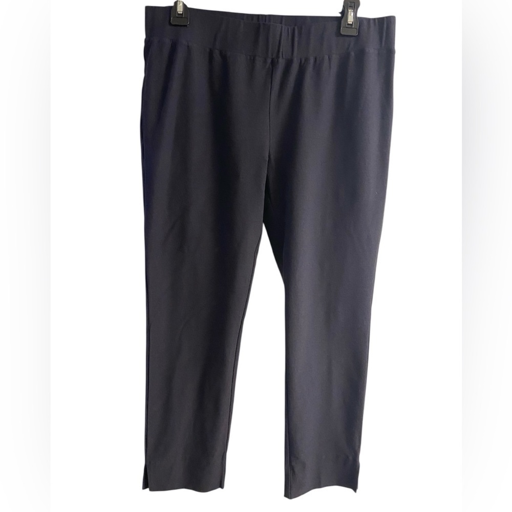 Eileen Fisher pull on cropped pants navy blue stretchy Medium